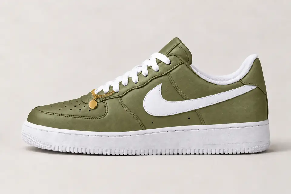 Air Force 1 Chaîne Or Full Upper coloris kaki et vert, vue de profil