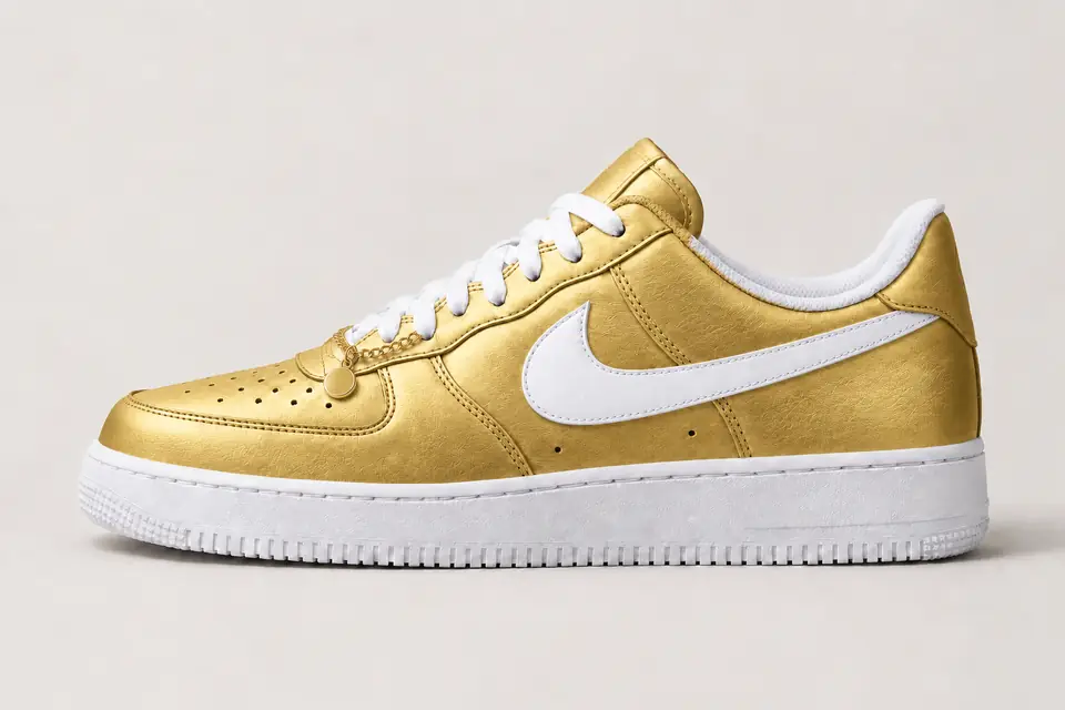 Air Force 1 Chaîne Or Full Upper coloris or, vue de profil