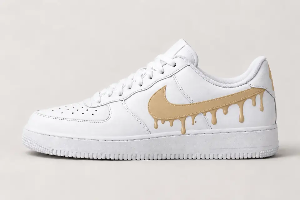 Air Force 1 Cuir Drip coloris beige, vue de profil