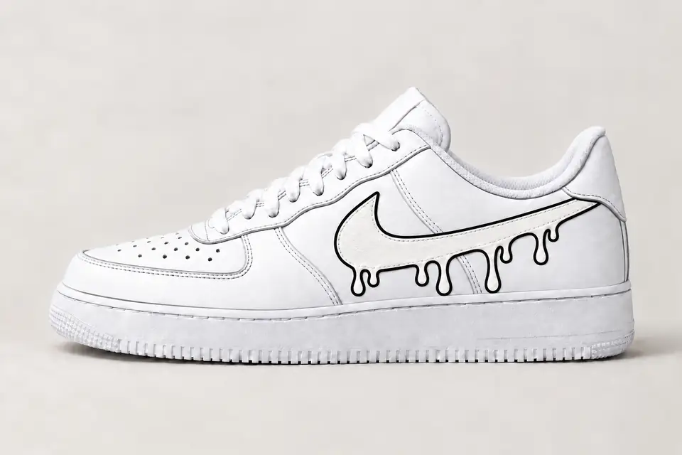 Air Force 1 Custom Cartoon Drip coloris blanc, vue de profil