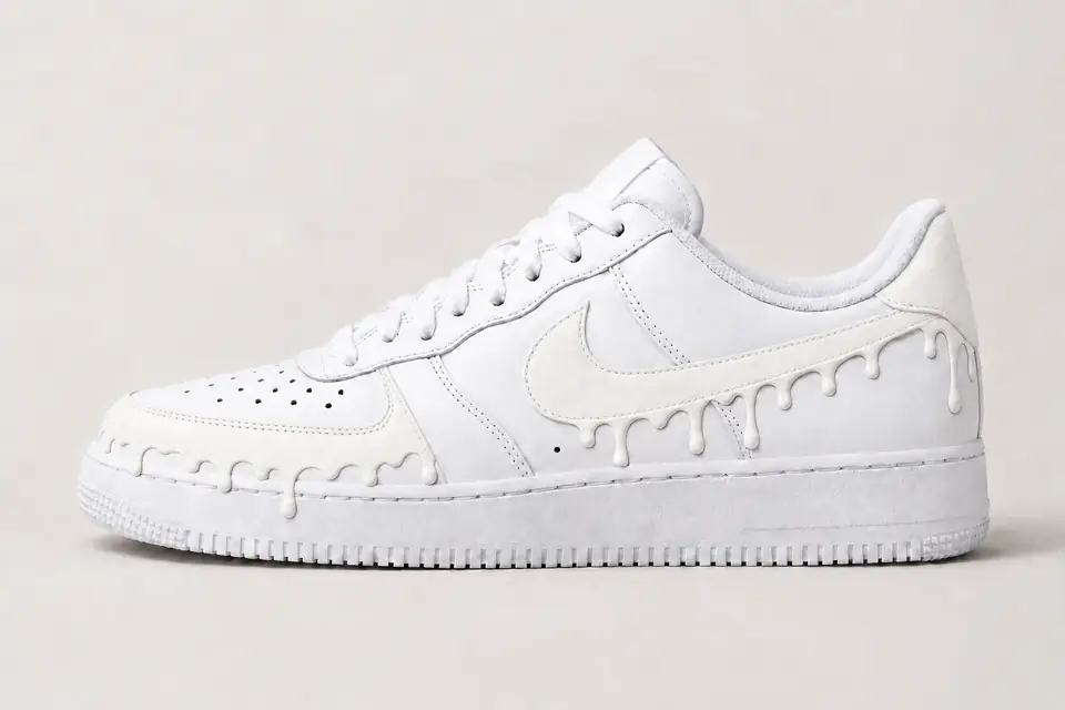 Air Force 1 Daim Drip coloris blanc, vue de profil