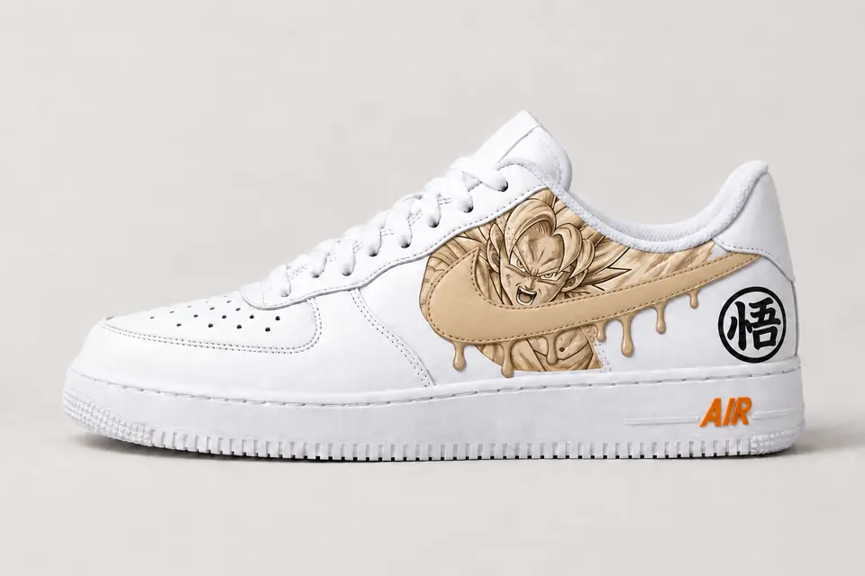 Air Force 1 Dragon Ball Drip coloris beige, vue de profil