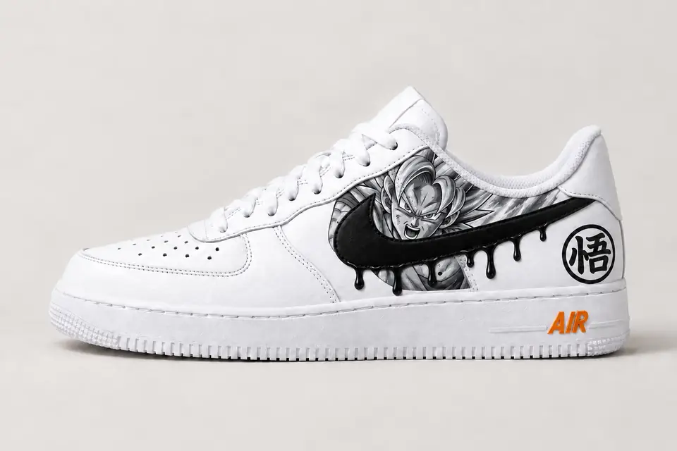 Air Force 1 Dragon Ball Drip coloris gris, vue de profil