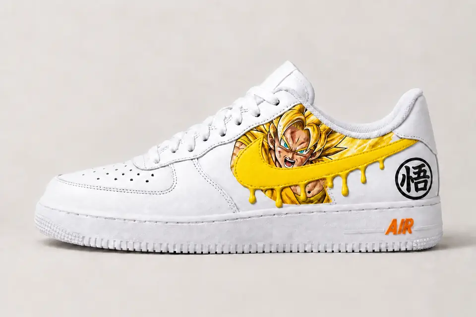 Air Force 1 Dragon Ball Drip coloris jaune, vue de profil
