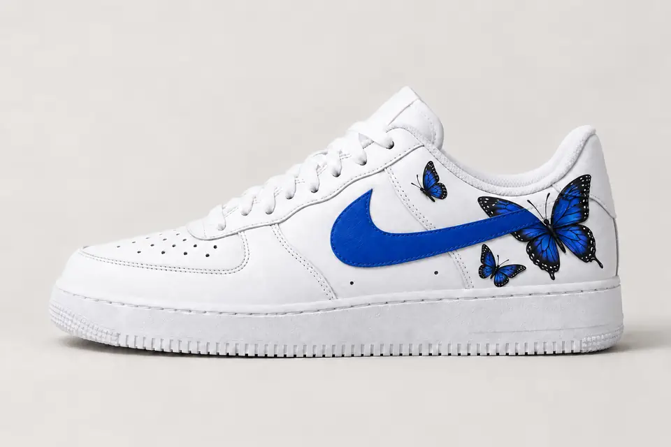 Air Force 1 Femme Papillon coloris bleu, vue de profil