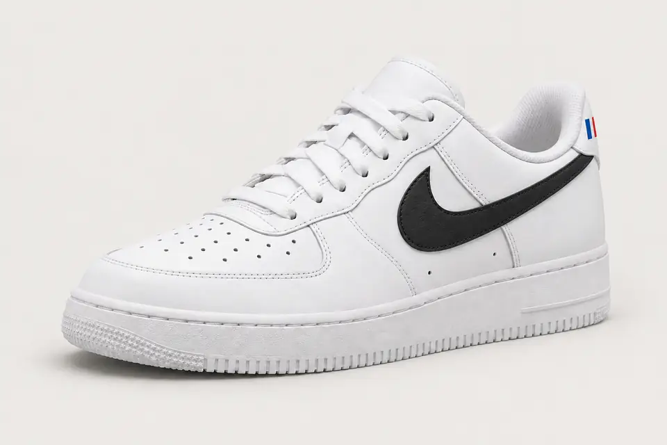 Air Force 1 France coloris noir, vue de trois quarts