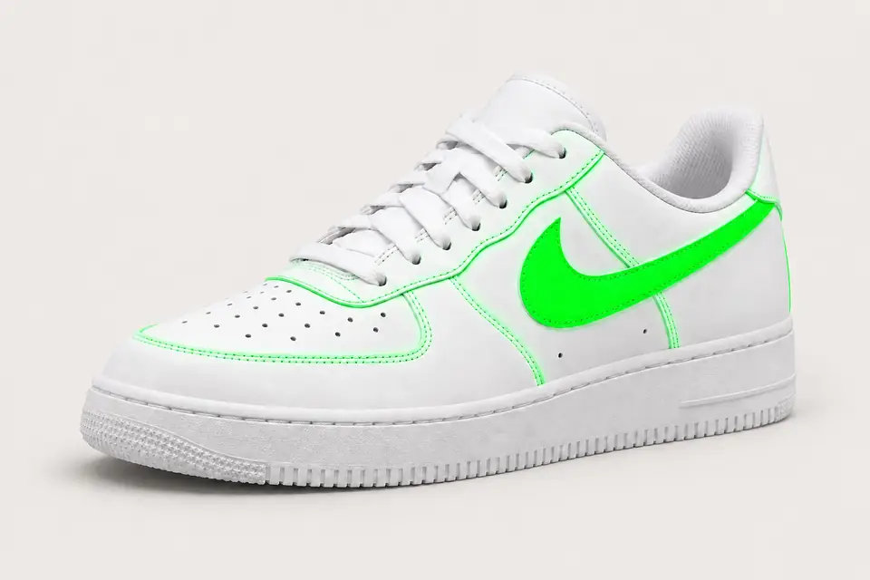 Air Force 1 Green Glow coloris vert, vue de trois quarts