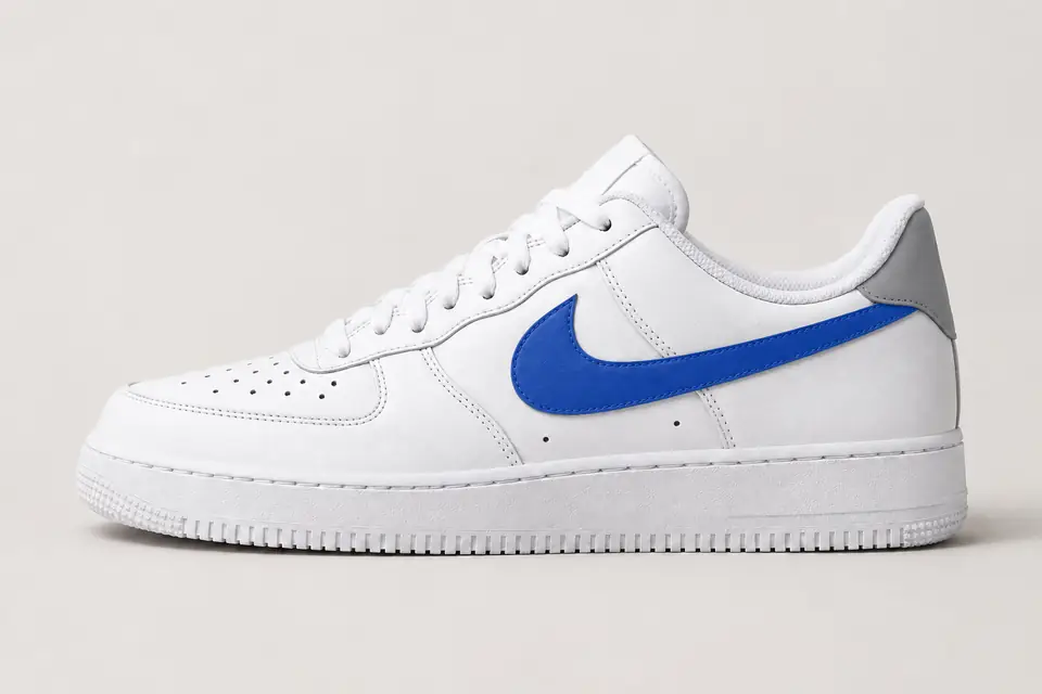 Air Force 1 Grise et Bleu coloris bleu, vue de profil