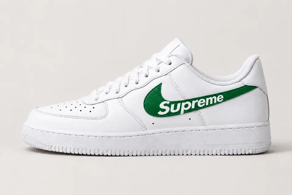 Air Force 1 Homme Supreme coloris vert, vue de profil