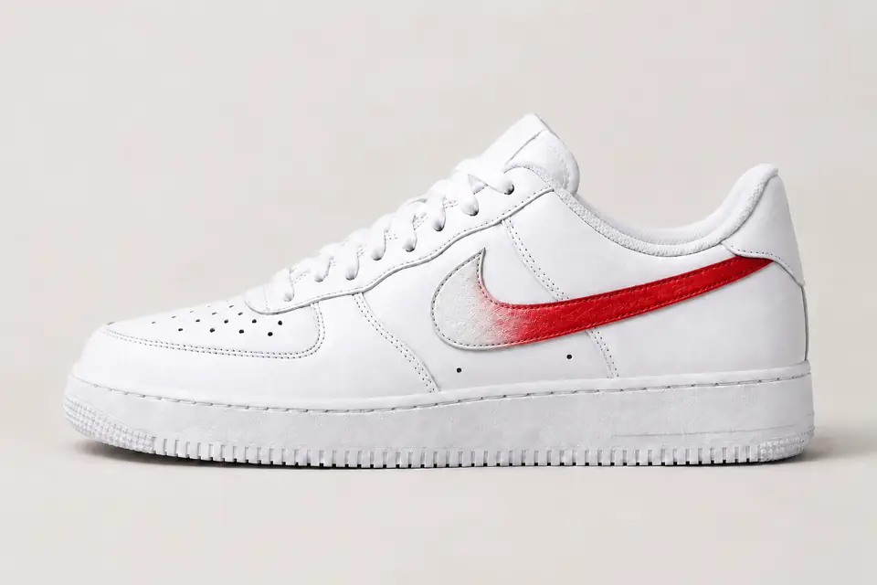 Air Force 1 Iridescent coloris blanc et rouge, vue de profil