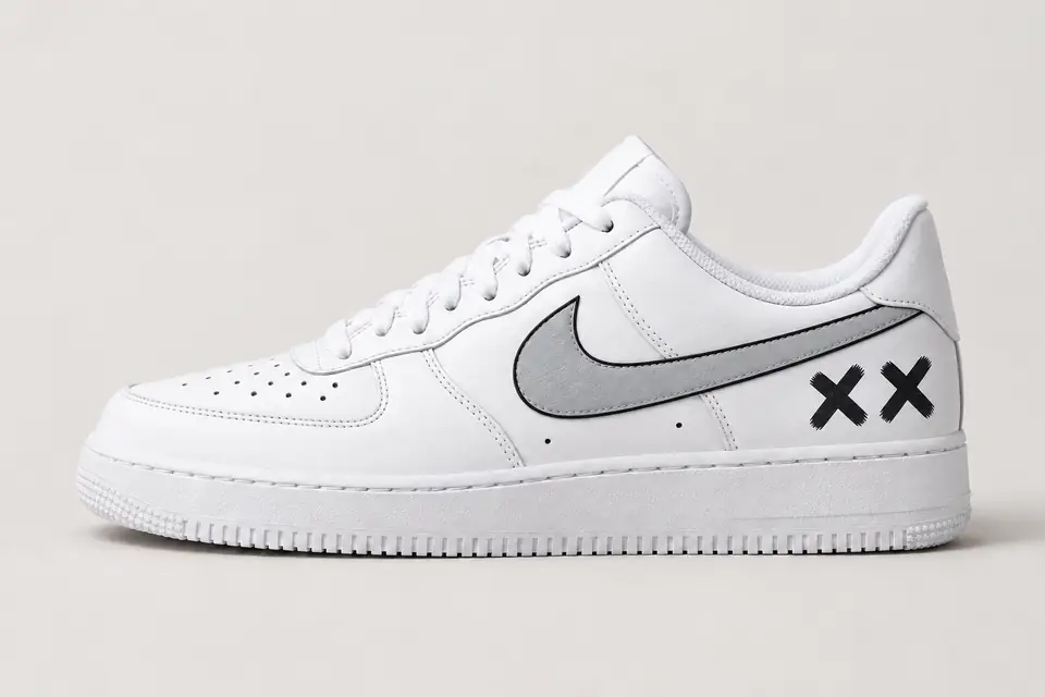 Air Force 1 Kaws coloris noir, vue de profil