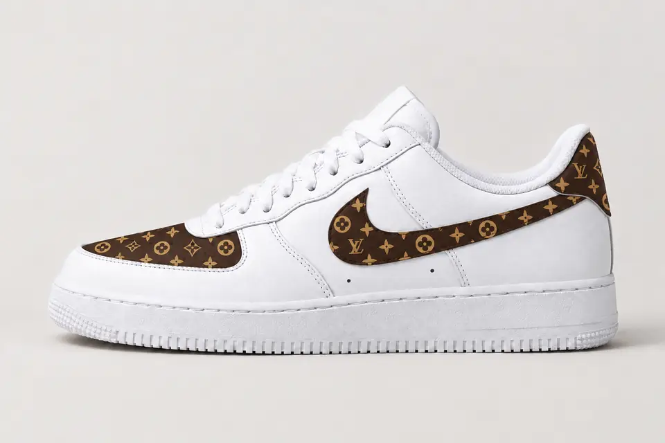 Air Force 1 Louis Vuitton Homme coloris noir, vue de profil