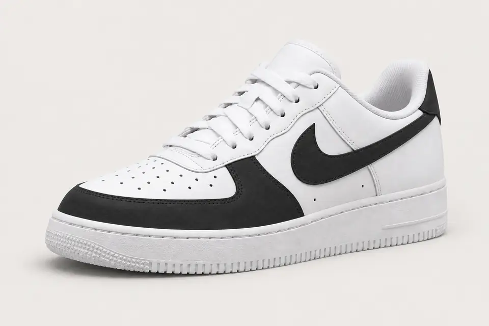 Air Force 1 Noir Daim coloris noir, vue de trois quarts