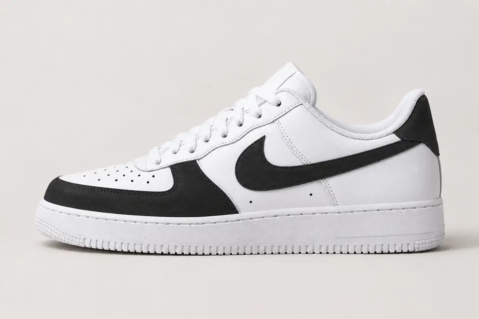 Air Force 1 Noir Daim coloris noir, vue de profil
