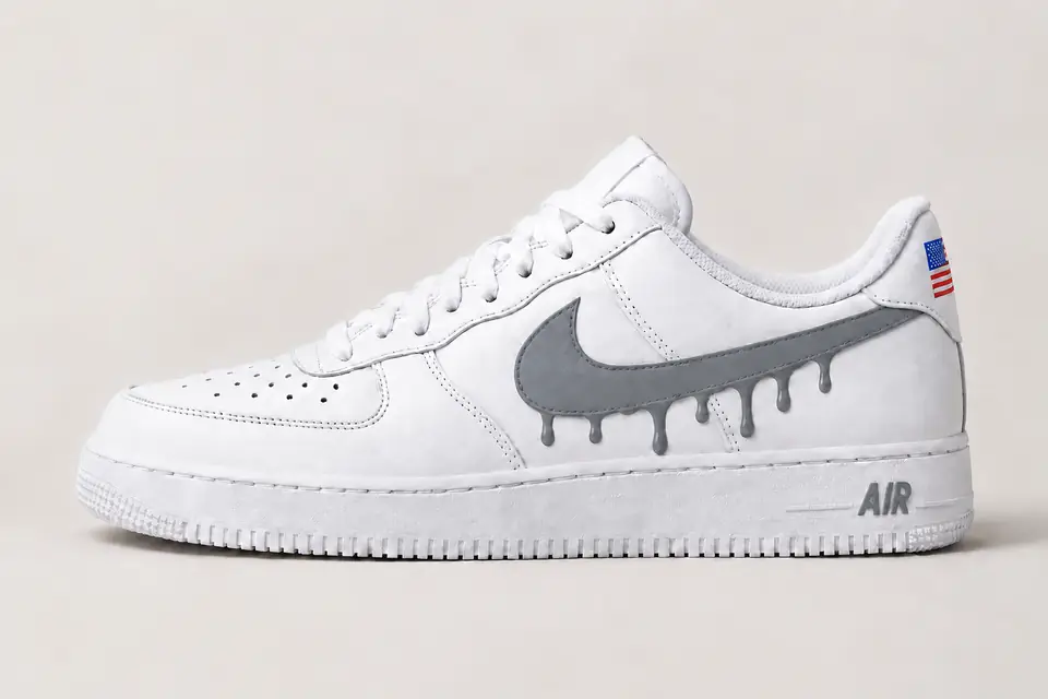 Air Force 1 NYC Drip coloris gris, vue de profil