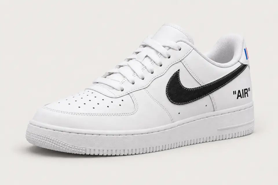 Air Force 1 Off-White Paris coloris noir, vue de trois quarts