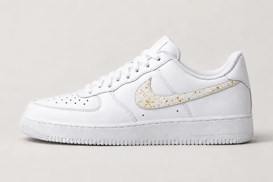 Air Force 1 Paillette Femme coloris blanc et or, vue de profil