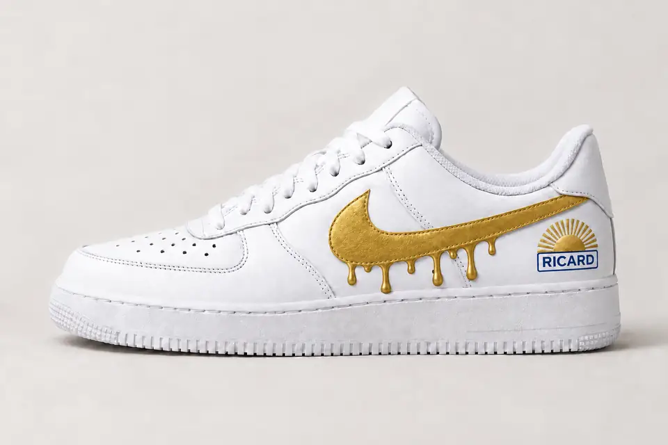 Air Force 1 Ricard Drip coloris or, vue de profil