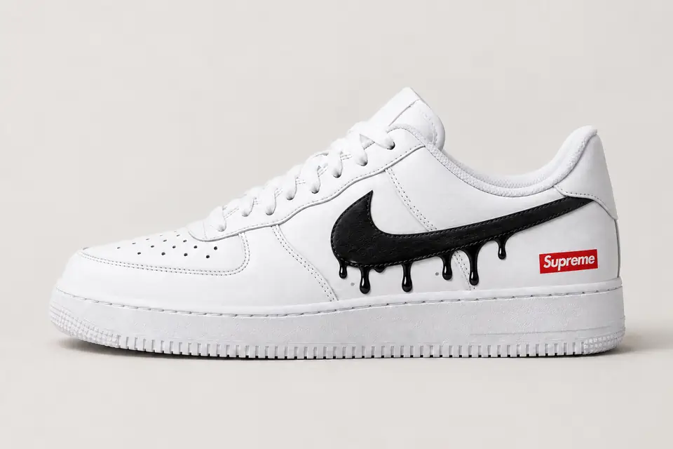 Air Force 1 Supreme Drip coloris noir, vue de profil