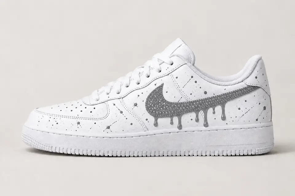 Air Force 1 Swarovski Drip coloris gris, vue de profil