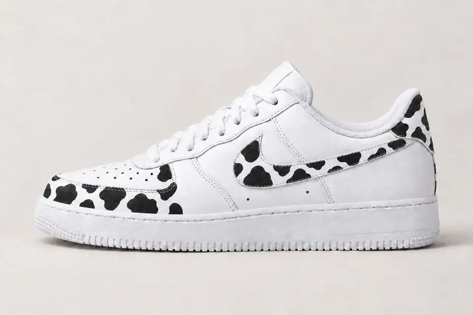 Air Force 1 Vache coloris noir, vue de profil