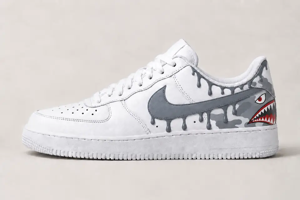 Air Force Bape Drip coloris gris, vue de profil