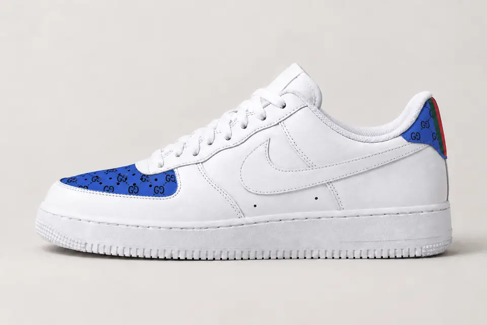 Air Force Gucci Bébé coloris bleu, vue de profil