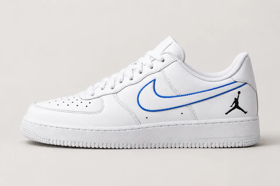 Air Force Jordan Bleu coloris bleu, vue de profil