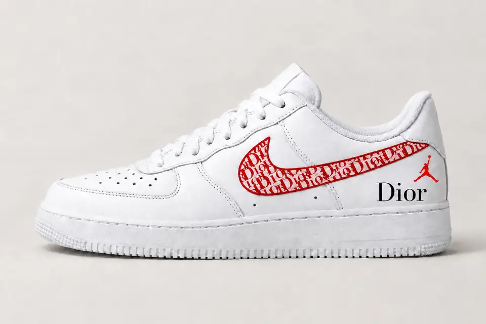 Air Force Jordan Dior coloris rouge, vue de profil