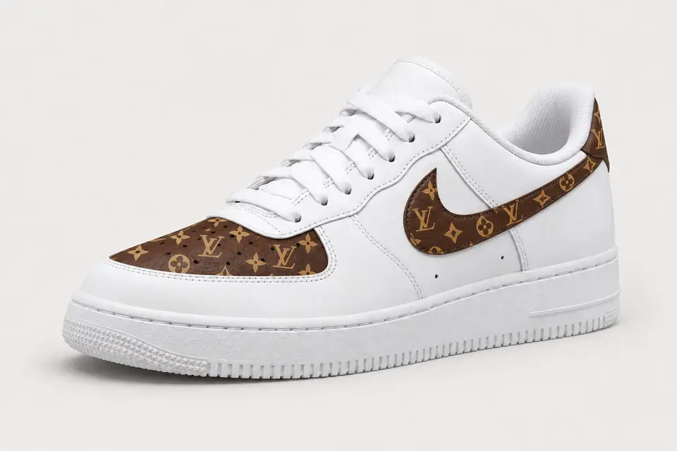 Air Force Louis Vuitton Blanche, vue de trois quarts