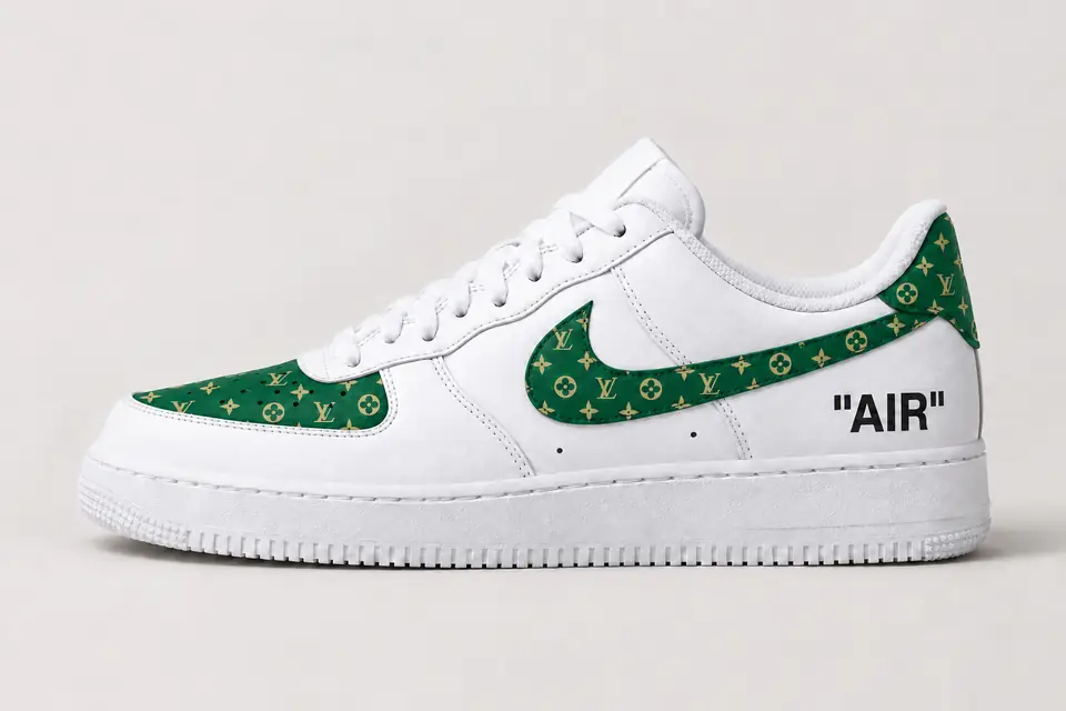 Air Force Louis Vuitton Virgil Abloh coloris vert, vue de profil