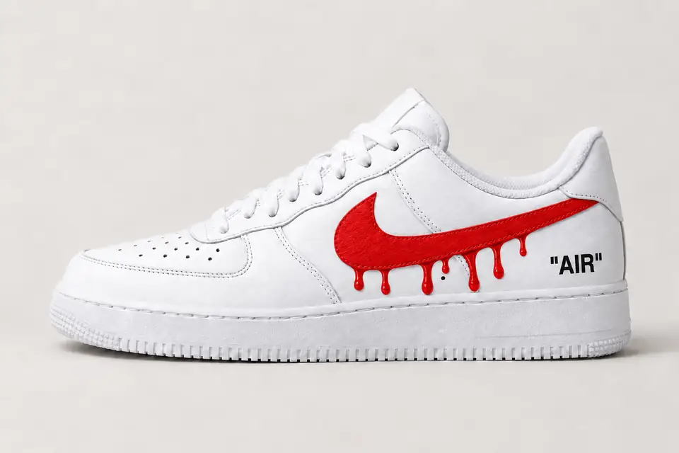 Air Force Off White Drip coloris rouge, vue de profil