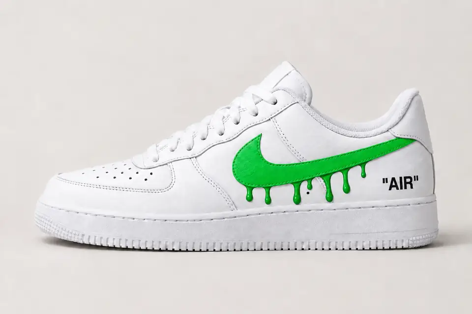 Air Force Off White Drip coloris vert, vue de profil