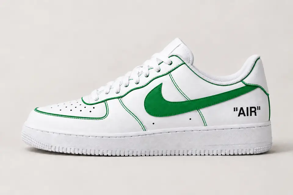 Air Force Off-White Jaune Contour coloris vert, vue de profil