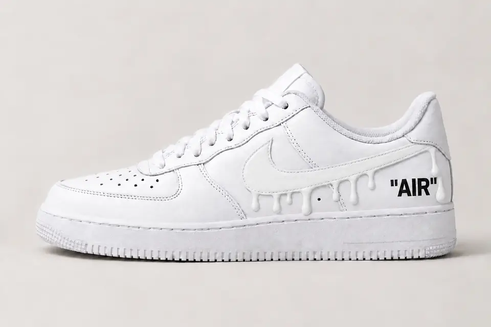 Air Force Off-White Jaune Drip coloris blanc, vue de profil