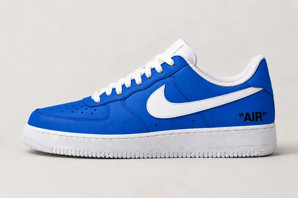 Air Force Off-White Jaune Full Upper coloris bleu, vue de profil