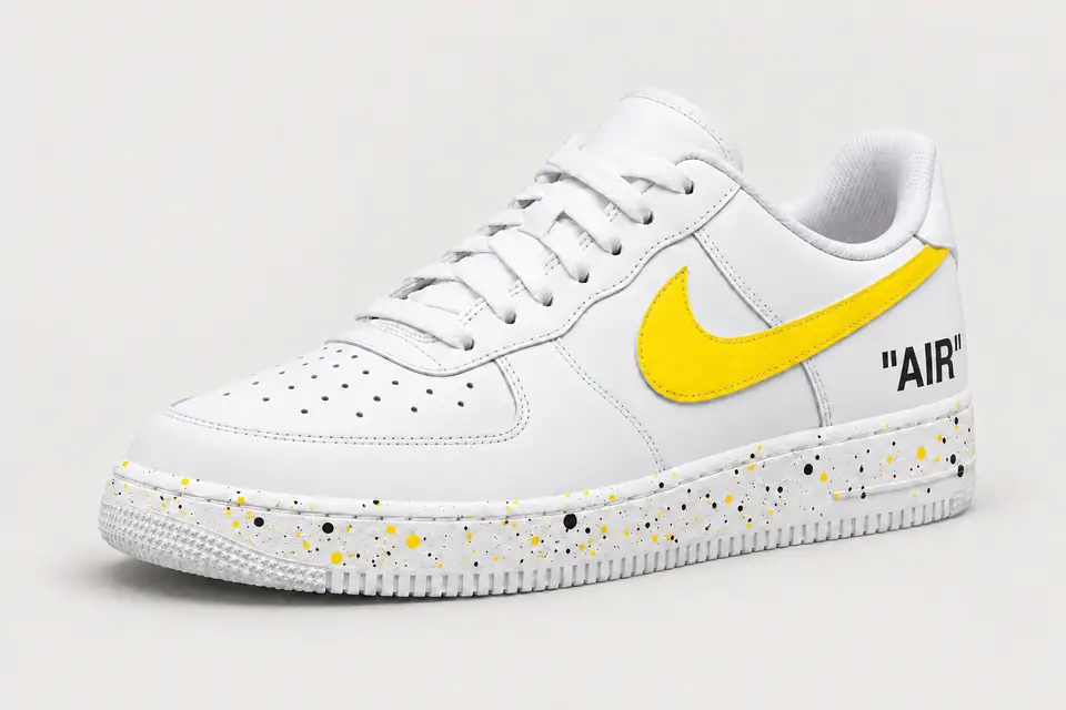 Air Force Off-White Jaune Splash coloris jaune, vue de trois quarts