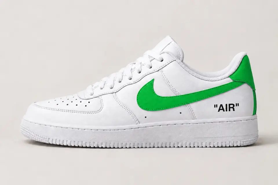 Air Force Off-White Jaune Talon Peint coloris vert, vue de profil
