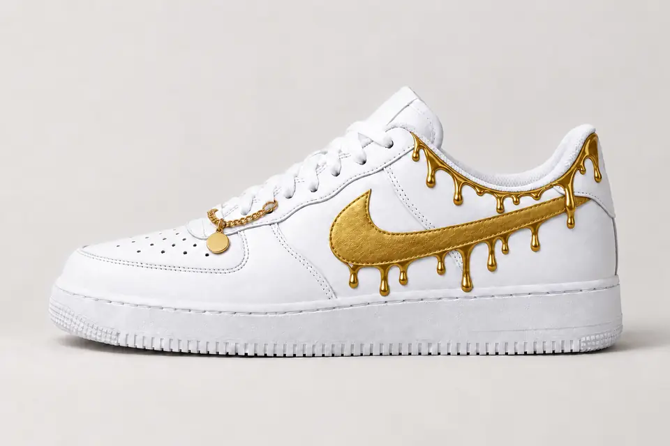 Air Force One Bijoux Drip coloris or, vue de profil
