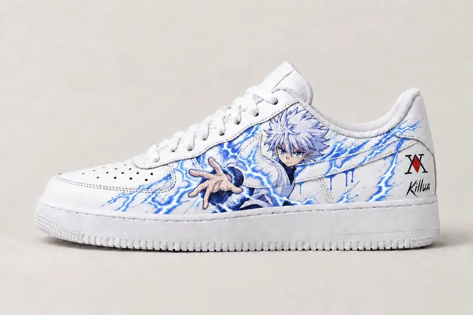 Air Force One Custom Hunter x Hunter Drip coloris blanc, vue de profil