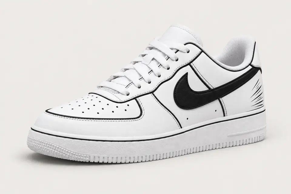 Air Force One Dessin Animé coloris noir, vue de trois quarts