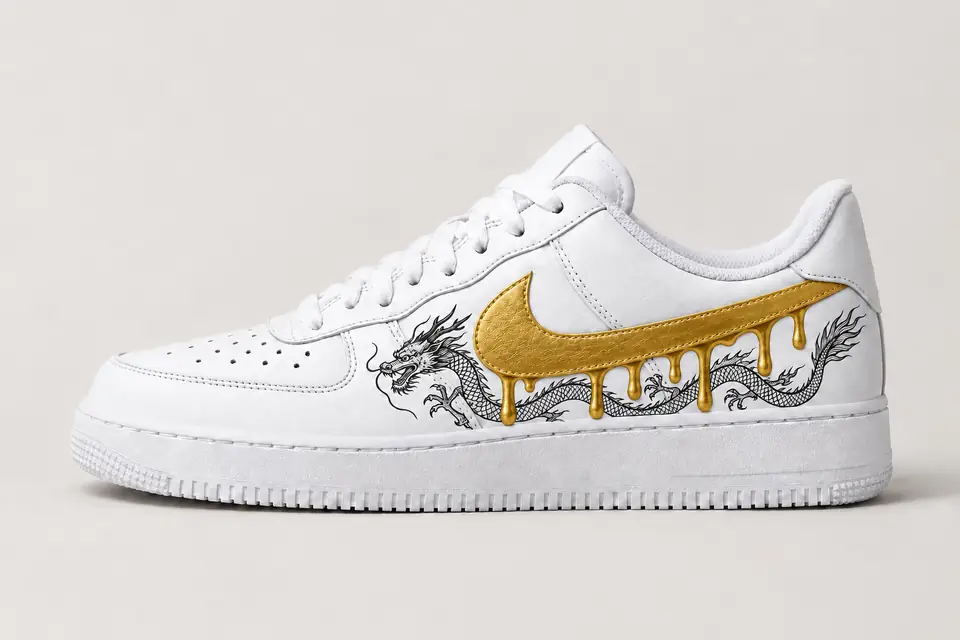 Air Force One Dragon Drip coloris or, vue de profil