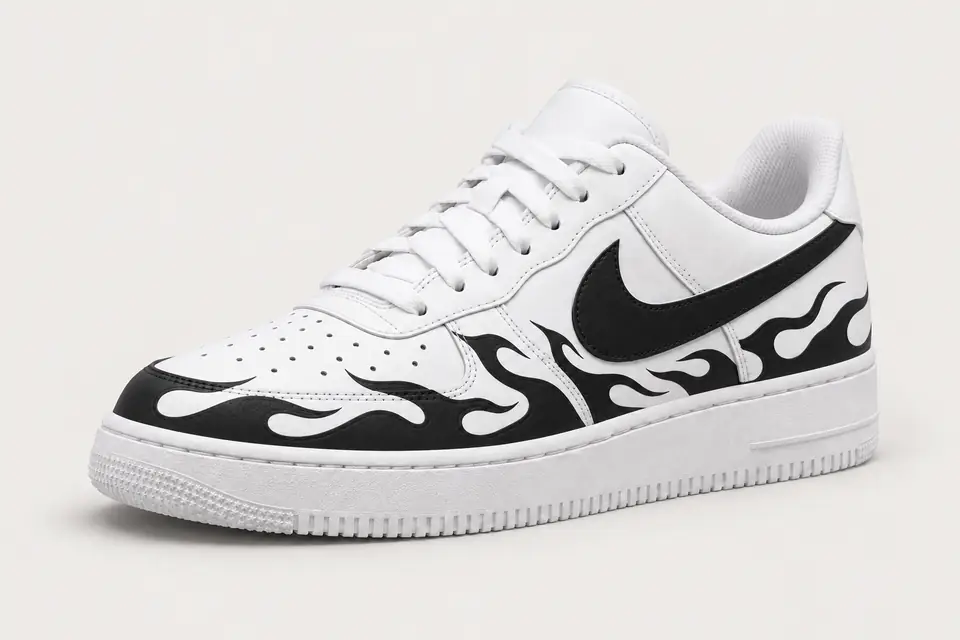 Air Force One Flamme coloris noir, vue de trois quarts