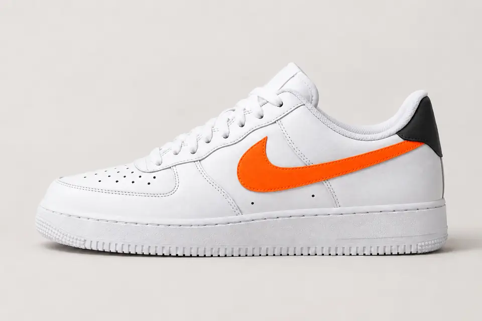 Air Force One Noir et Orange Fluo coloris fluo, vue de profil