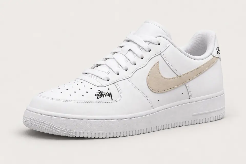 Air Force One Stüssy Beige coloris beige, vue de trois quarts