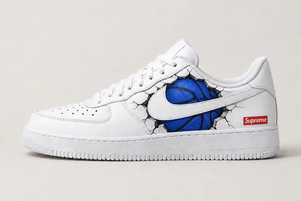 Air Force One Supreme NBA coloris bleu, vue de profil