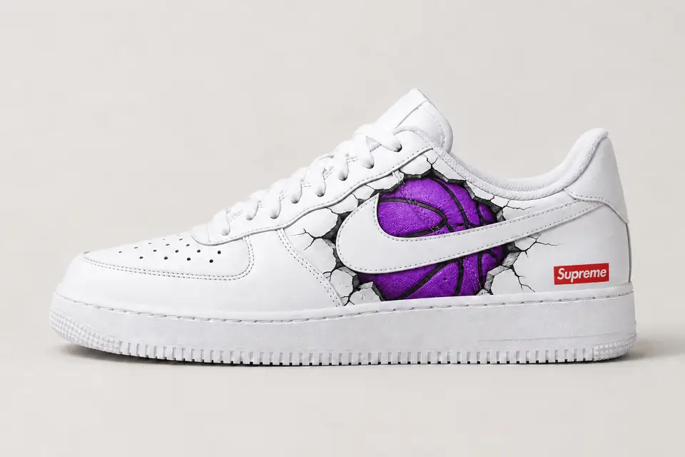 Air Force One Supreme NBA coloris violet, vue de profil
