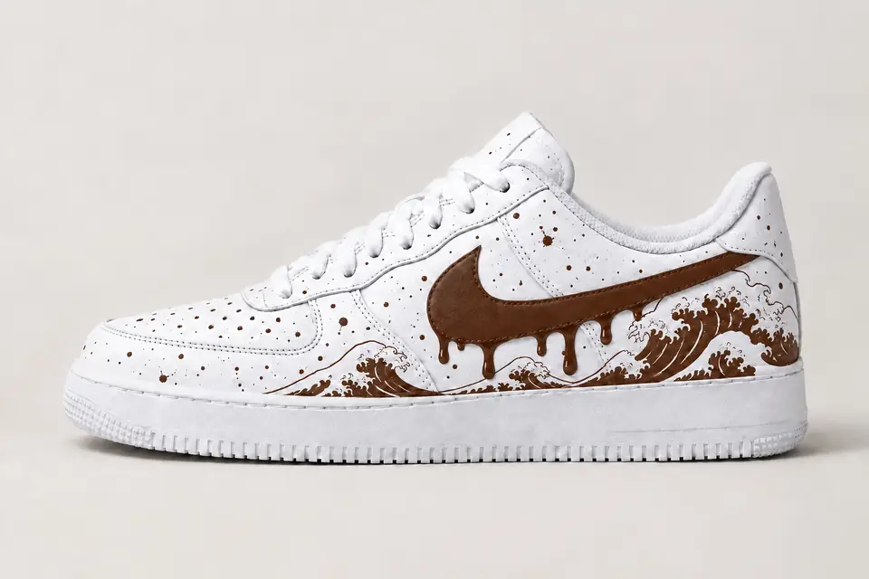 Air Force One Vague Kanagawa Drip coloris marron, vue de profil