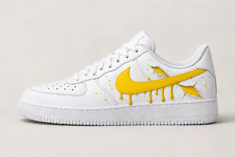 Air Force Qui Se Déchiré Drip coloris jaune, vue de profil