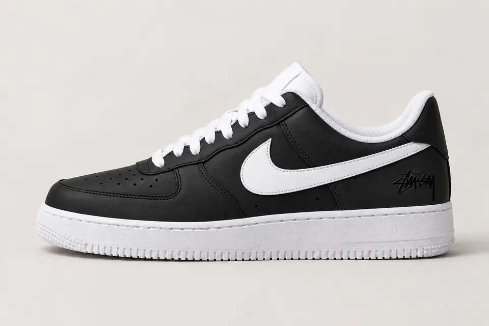 Air Force Stüssy Noir Full Upper coloris noir, vue de profil